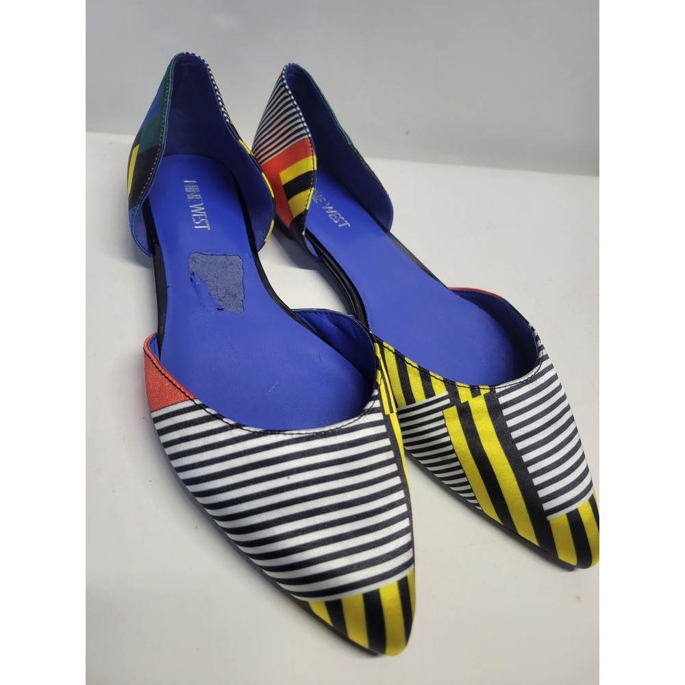 Nine West Women's Geometric Print Pointed Toe D Orsay Flats Size 8 - Picture 9 of 10